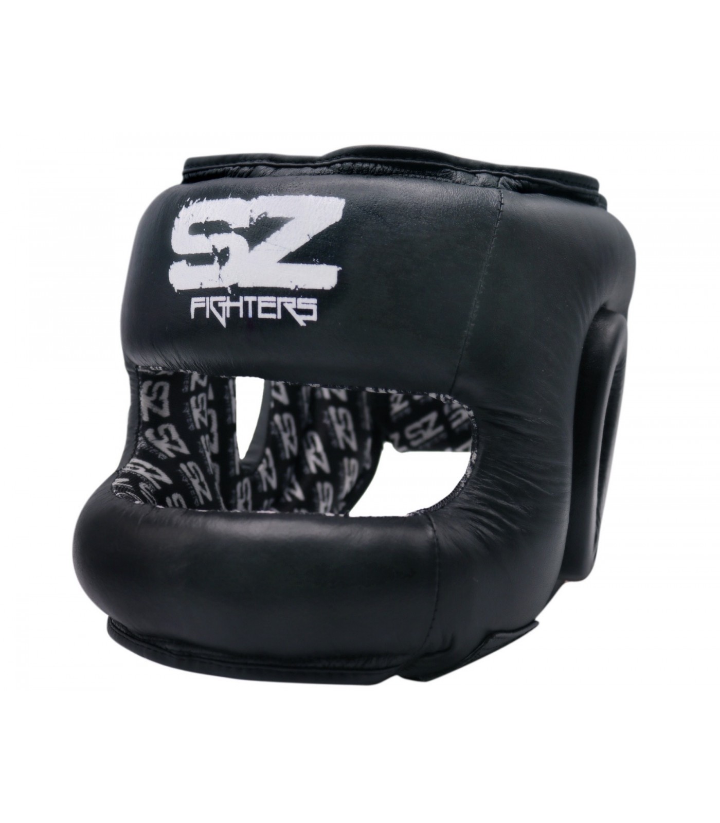 SZ Fighters - Боксова каска (Естествена кожа) с метален протектор на брадата